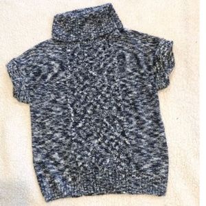 Dress barn heathered blue short sleeve turtleneck sweater with roll up arms in a